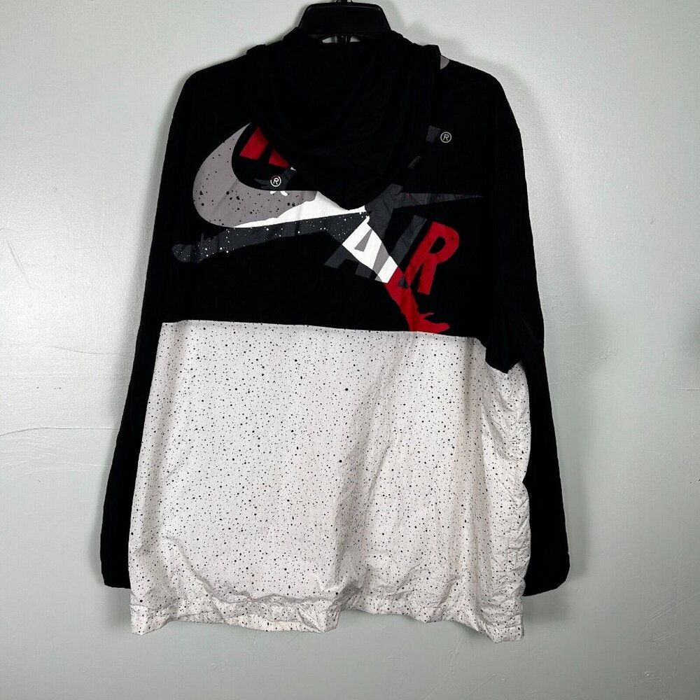 Jordan Jacket Mens XXL Black White Big Logo Long Sleeve Zip Wind Breaker